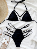 Halter Push Up Bikini Swimsuit Hollow Out Bathing Suits