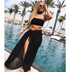 Solid Color Long Bottom Strap Beach Skirt