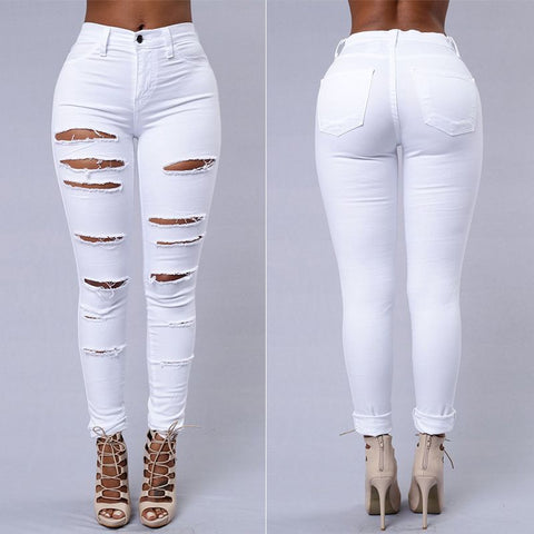 Rip Female Feet Pants Women Jeans