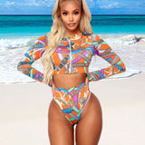 High Waist Bikini Set Push Up Swimsuit Bathing Suit Long Sleeve Swimwear Beachwear