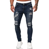 Mens ripped jeans pants slim fit skinny denim distressed skinny jeans