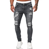 Mens ripped jeans pants slim fit skinny denim distressed skinny jeans