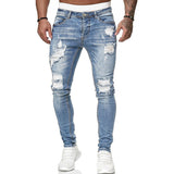 Mens ripped jeans pants slim fit skinny denim distressed skinny jeans