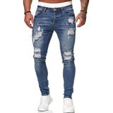 Mens ripped jeans pants slim fit skinny denim distressed skinny jeans