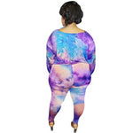 XL-4XL Autumn winter Women set long sleeve tie-dye tshirt Top pencil pants suit two piece set fashion tracksuit 5056