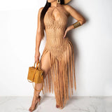 Halter Backless Bodycon Long Maxi Dress See Through Sexy Party Dress