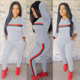 2  Piece Set Woman Stripe Tracksuits Sweatshirt Long Pants  Overalls Outfit