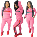 2  Piece Set Woman Stripe Tracksuits Sweatshirt Long Pants  Overalls Outfit