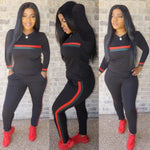 2  Piece Set Woman Stripe Tracksuits Sweatshirt Long Pants  Overalls Outfit