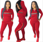 2  Piece Set Woman Stripe Tracksuits Sweatshirt Long Pants  Overalls Outfit