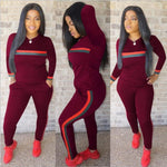 2  Piece Set Woman Stripe Tracksuits Sweatshirt Long Pants  Overalls Outfit