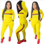 2  Piece Set Woman Stripe Tracksuits Sweatshirt Long Pants  Overalls Outfit