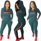 2  Piece Set Woman Stripe Tracksuits Sweatshirt Long Pants  Overalls Outfit