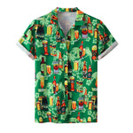 Stylish Men Beer Festival Printed Hot Style hawaiian Shirt With Short Sleeves M-3XL