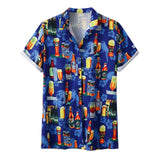 Stylish Men Beer Festival Printed Hot Style hawaiian Shirt With Short Sleeves M-3XL