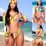 High Waist Push-up Padded Bra Bandage Bikini Set Swimsuit Swimwear Bathing Printed Swimwear