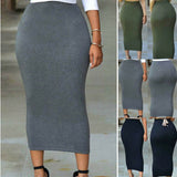 Womens Skirt Jersey Bodycon Tube Straight High Waisted Skirt Ladies Casual Stretch Midi Skirt hot