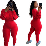 Knitted Ribbed Women's Set solid Long Sleeve crop tops Sweatshirt Pants Suits joggers two piece sets outfit tracksuit