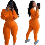 Knitted Ribbed Women's Set solid Long Sleeve crop tops Sweatshirt Pants Suits joggers two piece sets outfit tracksuit