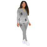 Women Two Piece Sets Gradient Printed Long Sleeve Crop Tops T-Shirt Jogger Pants Suit Outfit