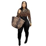 Sexy Leopard Tiger Print Patch work Long Sleeve Night Party Club Jumpsuit Women Outfit