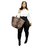 Sexy Leopard Tiger Print Patch work Long Sleeve Night Party Club Jumpsuit Women Outfit