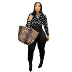 Sexy Leopard Tiger Print Patch work Long Sleeve Night Party Club Jumpsuit Women Outfit