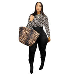 Sexy Leopard Tiger Print Patch work Long Sleeve Night Party Club Jumpsuit Women Outfit