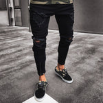 Mens Cool Designer Brand Black Jeans Skinny Ripped Destroyed Stretch Slim Fit Hop Hop Pants With Holes For Men F3